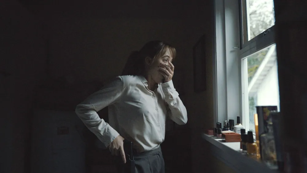 Maika Monroe takes on the role of FBI Agent Lee Harker, acting opposite Nicolas Cage in the film ‘Longlegs’.